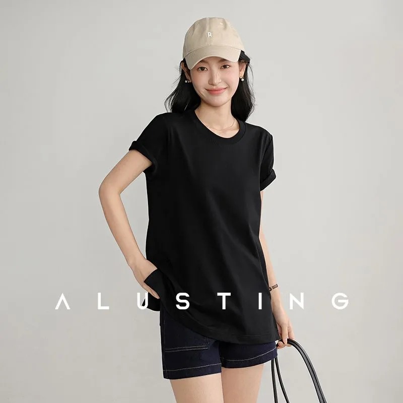 Longline Tee Oversized - T-shirt estiva da donna girocollo a