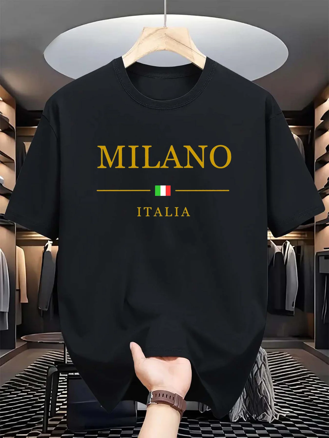 Street Fashion In Milan - T-shirt estiva da uomo stampata in