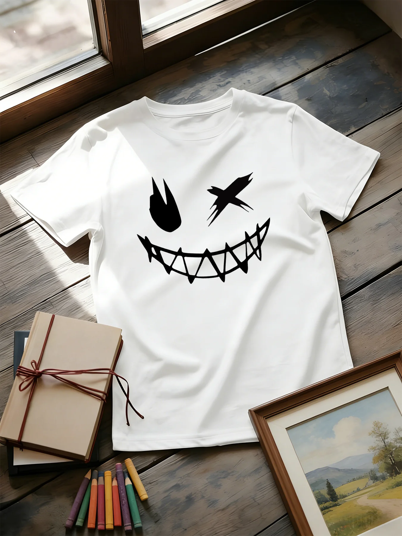 Street Fashion Elements - T-shirt Genitore-Figlio con Stampa di Volto
