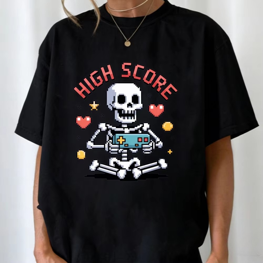 Street Fashion Videos - Maglietta Pixel Skeleton High Score per