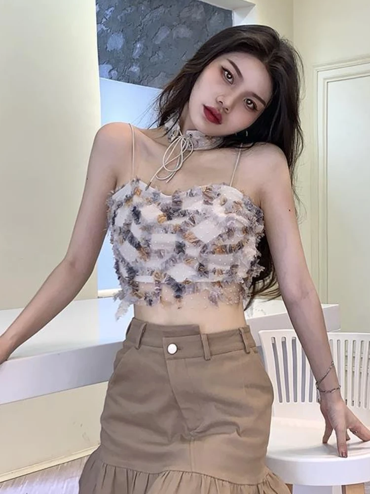 Street Fashion Korean Girl - Camis Donna Estate Stampa Crop Top