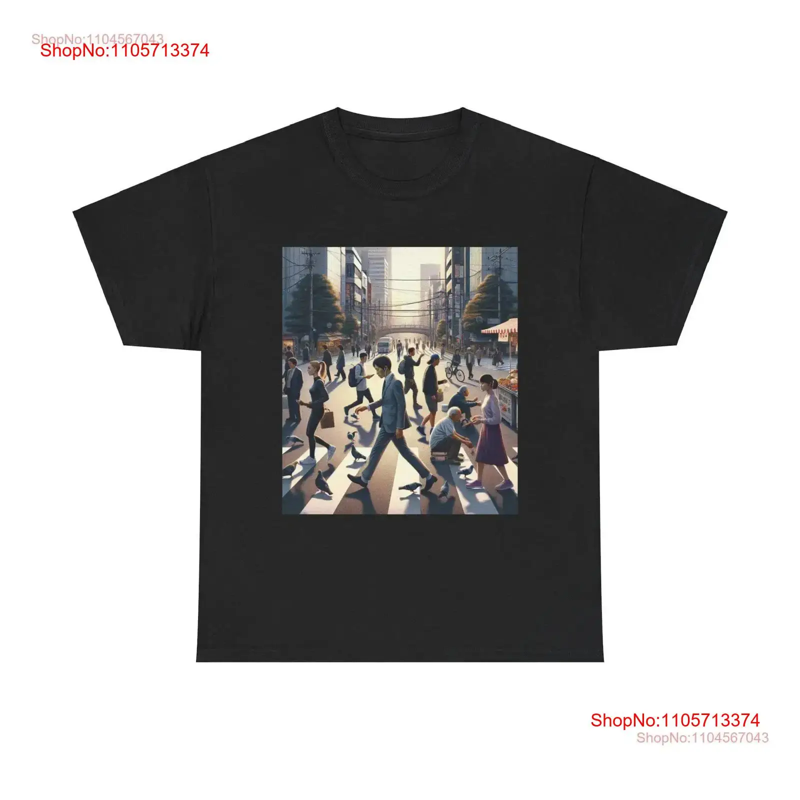 Urban Street Fashion Photography - T-shirt Tokyo Morning Commute con paesaggio