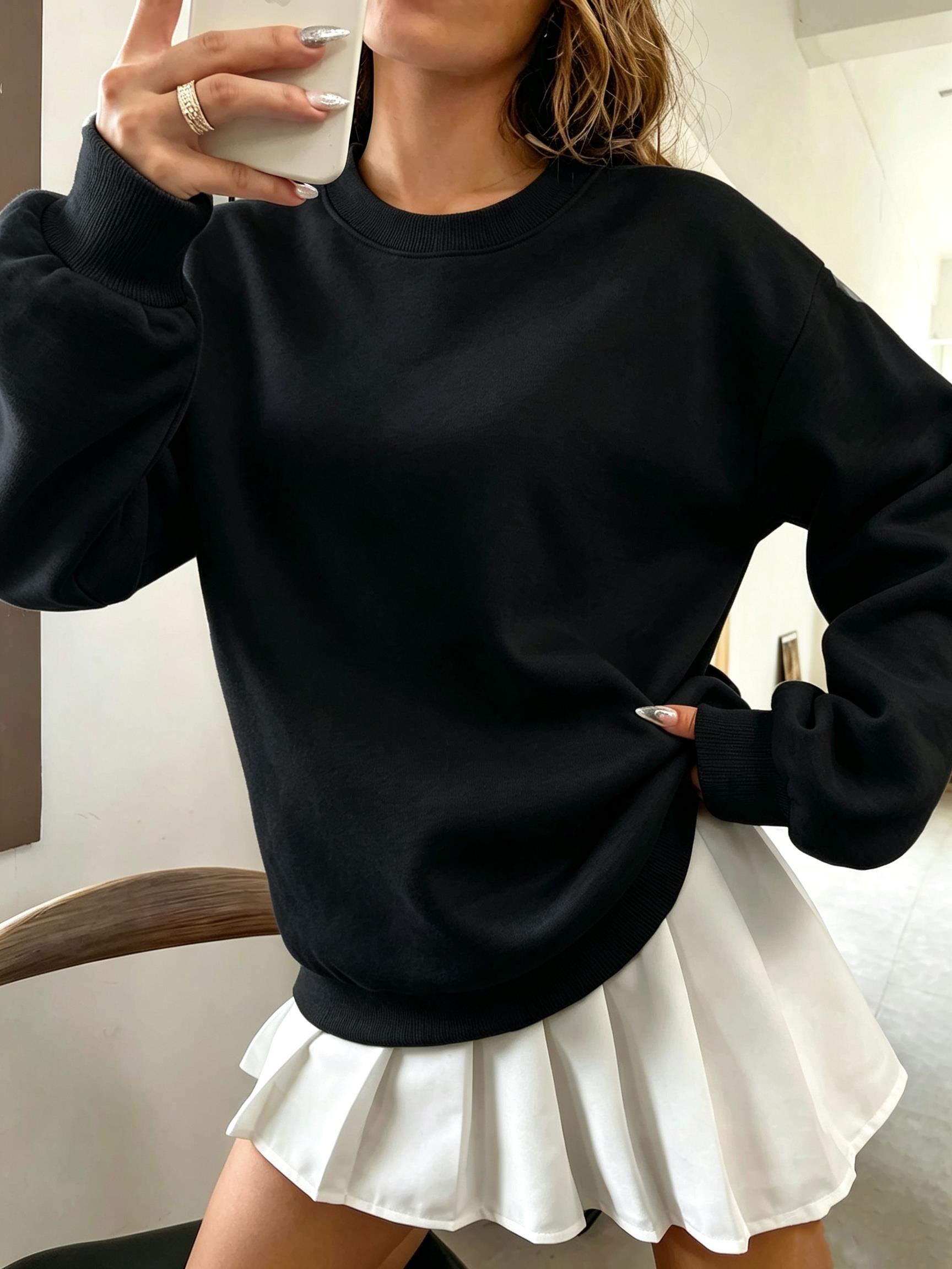 Oversized Crewneck Fleece - Felpa Oversize Coreana a Tinta Unita