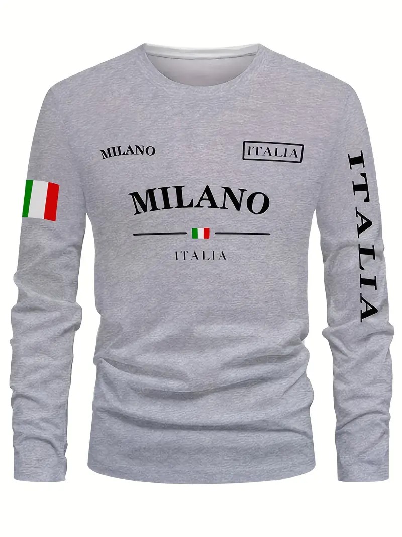 Street Fashion In Milan - T-shirt a Maniche Lunghe da Uomo