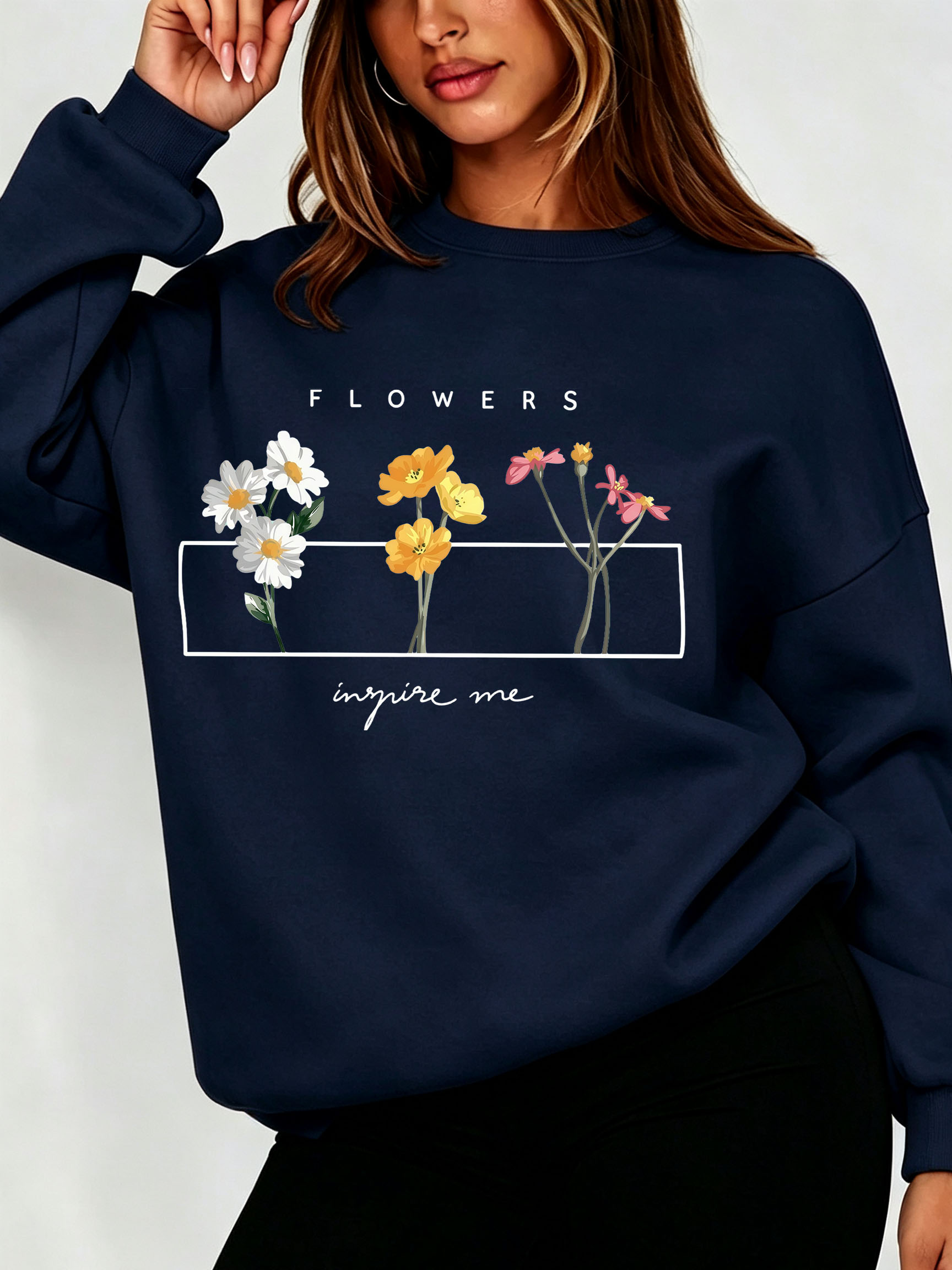 Felpa da donna Daisy con stamp - Oversized Crewneck Fleece recensione e prezzo