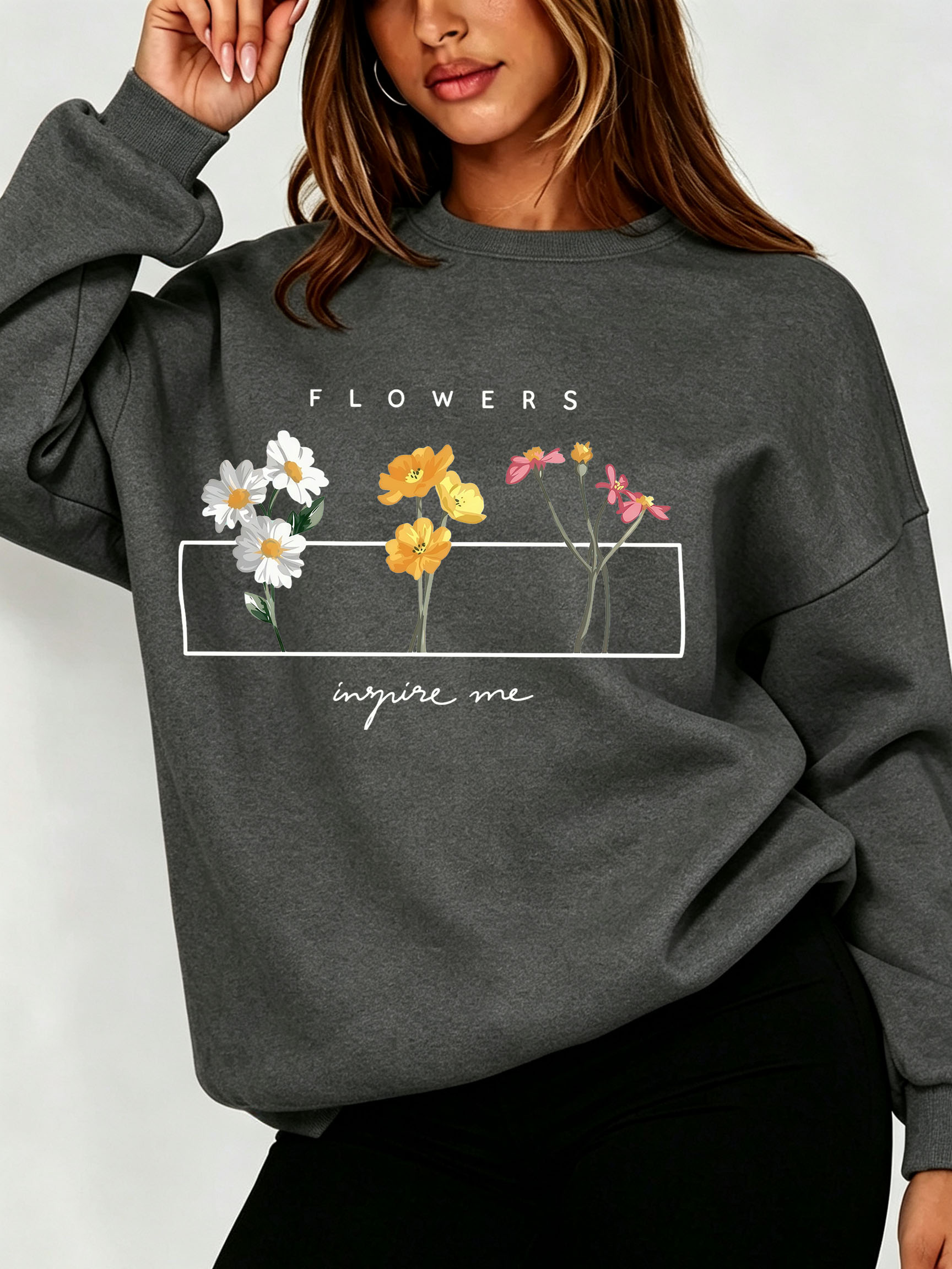 Felpa da donna Daisy con stamp - Oversized Crewneck Fleece recensione e prezzo